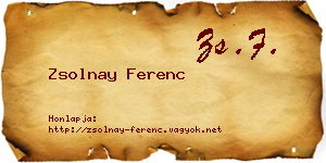 Zsolnay Ferenc névjegykártya
